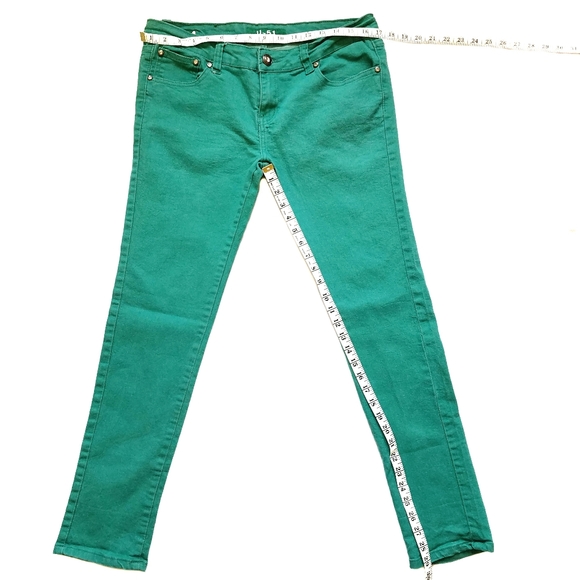 Green Denim Skinny Jeans Juniors Size 15 - Picture 2 of 7